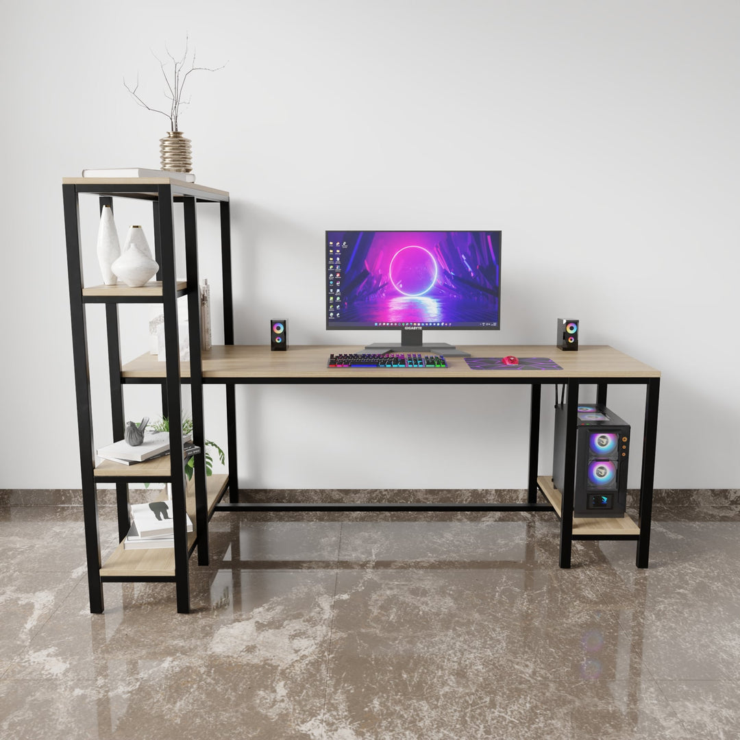 Mallium Study Table with Storage Design in Wenge Finish | Computer Table | Study Table for Home