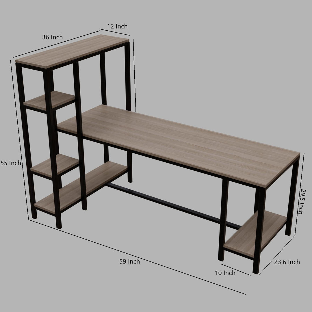 Mallium Study Table with Storage Design in Wenge Finish | Computer Table | Study Table for Home