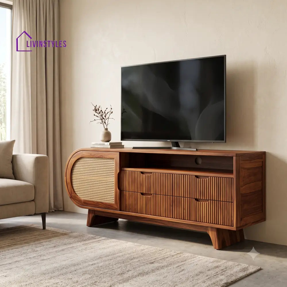 Malou Solid Sheesham Wood Tv Unit for Living Room | Tv Cabinet | Tv Console Unit