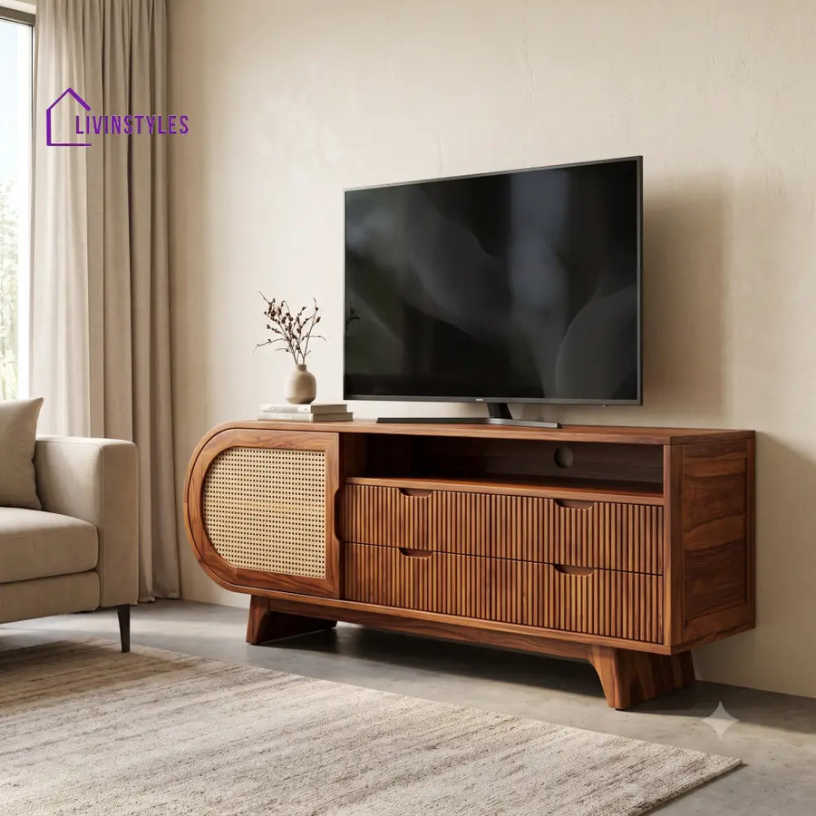 Malou Solid Sheesham Wood Tv Unit for Living Room | Tv Cabinet | Tv Console Unit