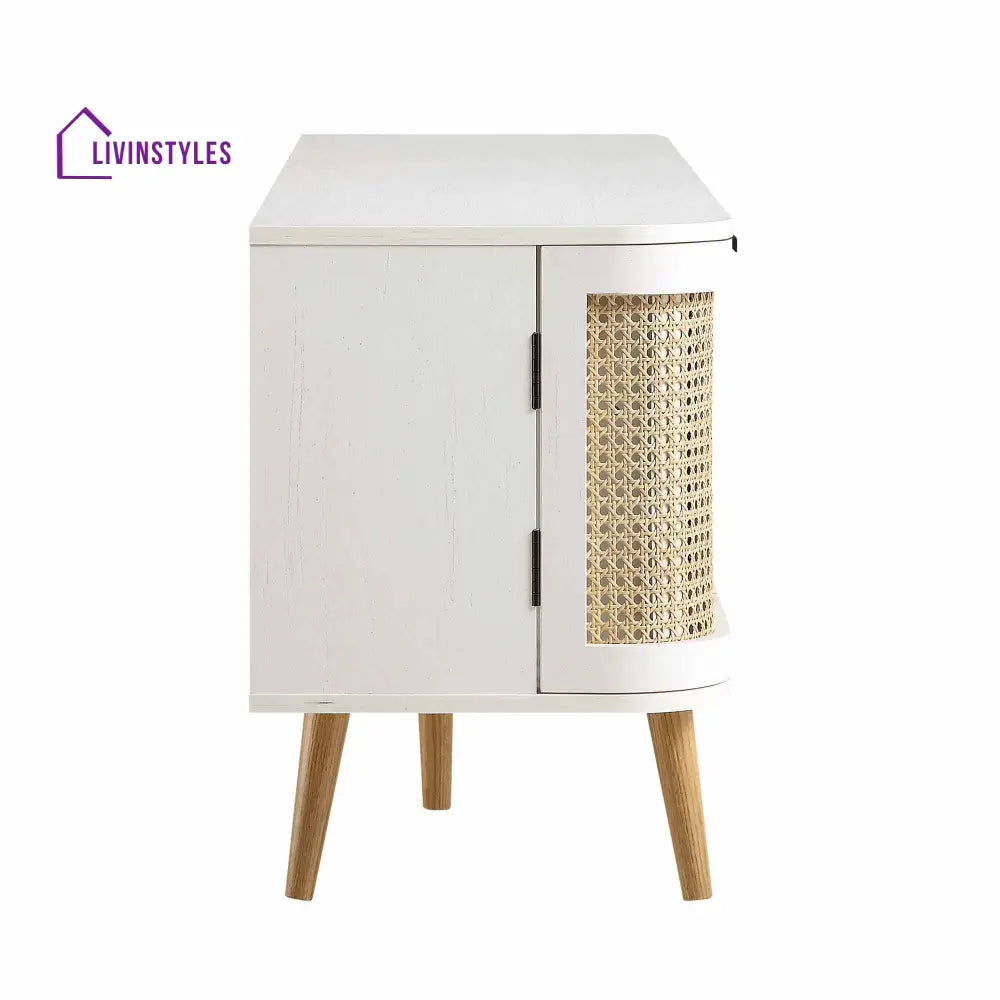 Izzy Curved Rattan 150cm TV Unit White TV Stands & Media Storage