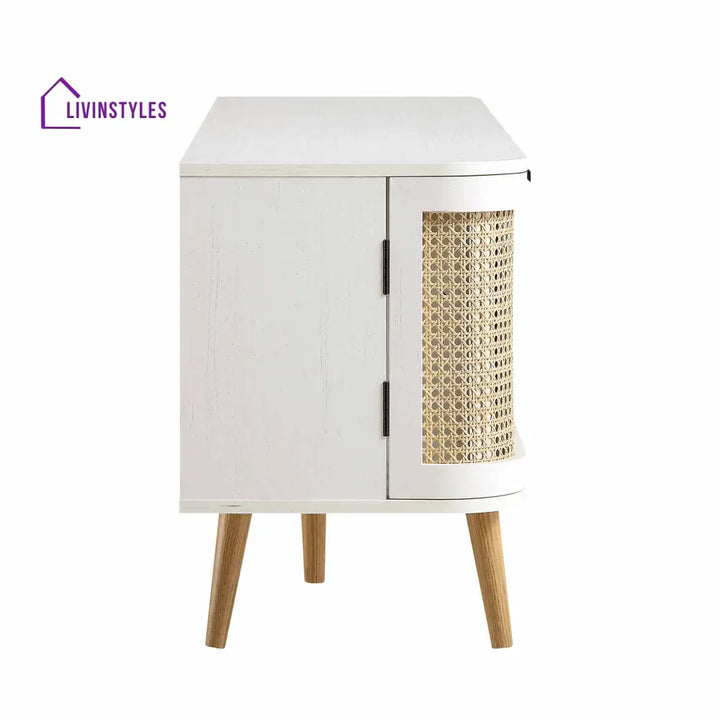 Izzy Curved Rattan 150cm TV Unit White TV Stands & Media Storage