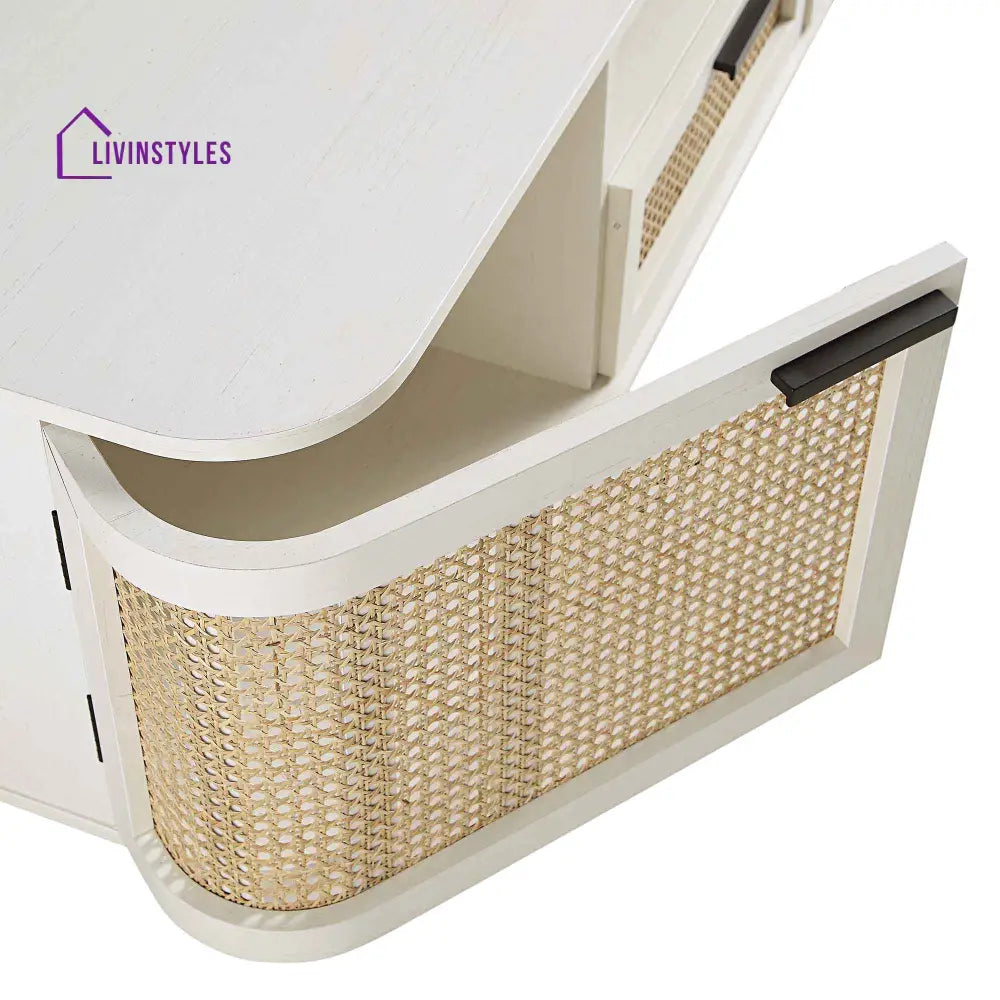 Izzy Curved Rattan 150cm TV Unit White TV Stands & Media Storage