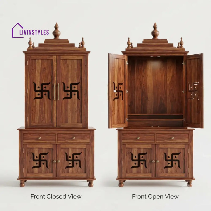 Malvika Premium Solid Wood Home Temple | Pooja Mandir for Home