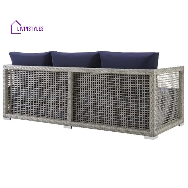 Malvolio Outdoor Set 1 Triple Seater 1 Double Seater 1 Single Seater 2 Side table and 1 Center Table (Silver) - Sofa