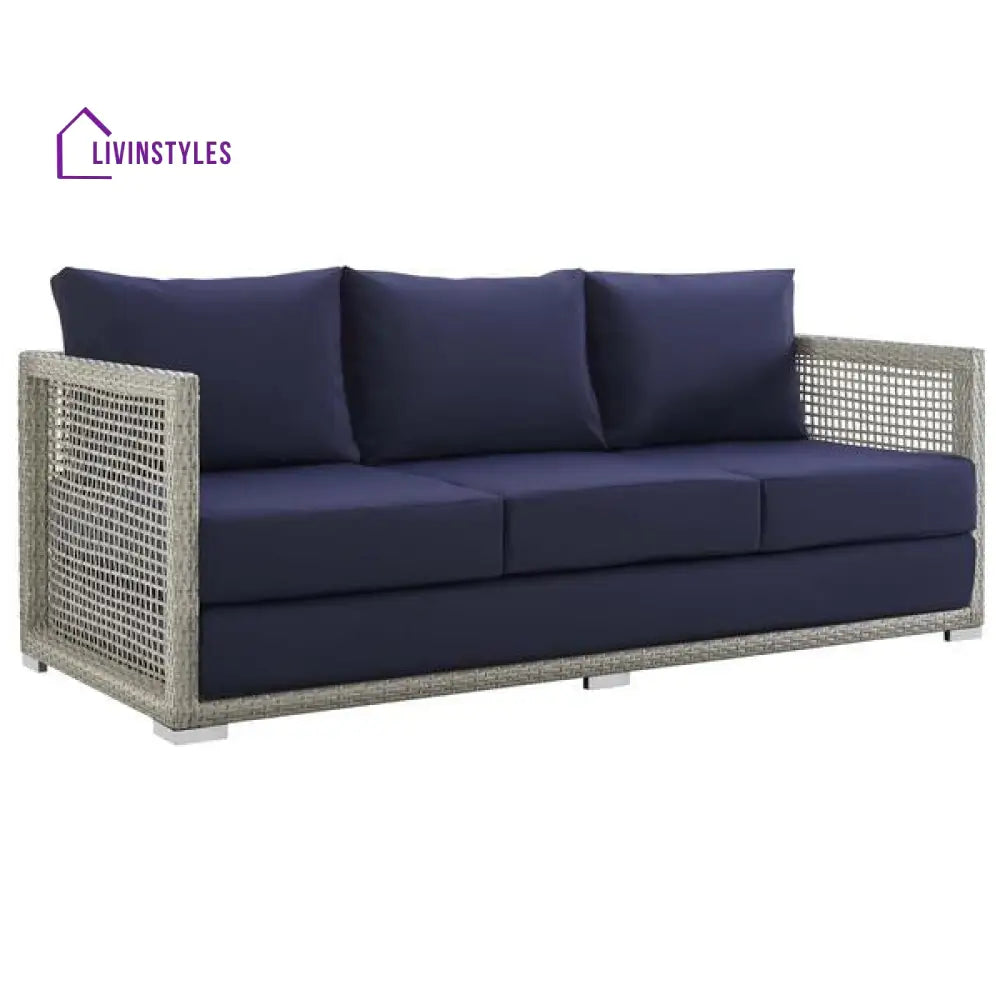 Malvolio Outdoor Set 1 Triple Seater 1 Double Seater 1 Single Seater 2 Side table and 1 Center Table (Silver) - Sofa