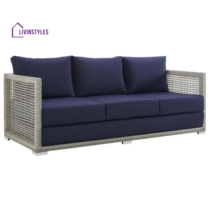 Malvolio Outdoor Set 1 Triple Seater 1 Double Seater 1 Single Seater 2 Side table and 1 Center Table (Silver) - Sofa