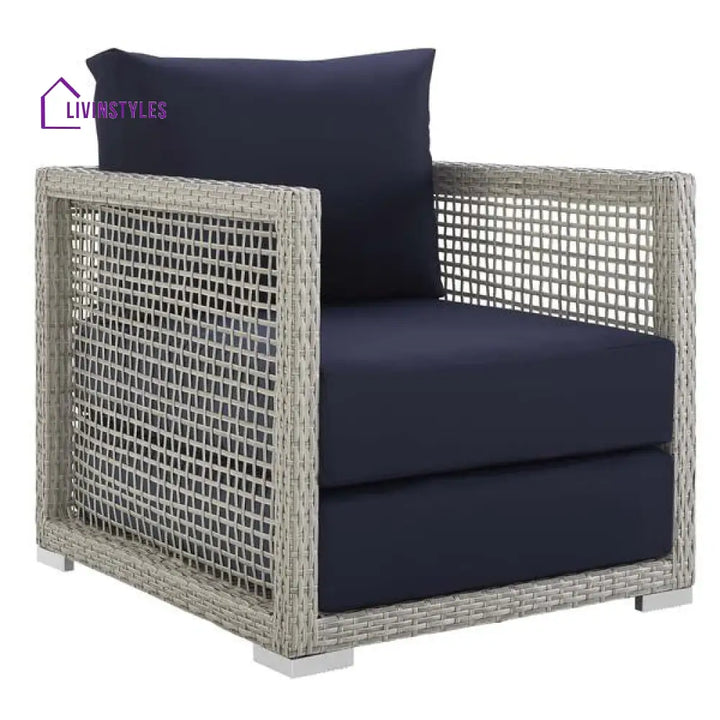 Malvolio Outdoor Set 1 Triple Seater 1 Double Seater 1 Single Seater 2 Side table and 1 Center Table (Silver) - Sofa