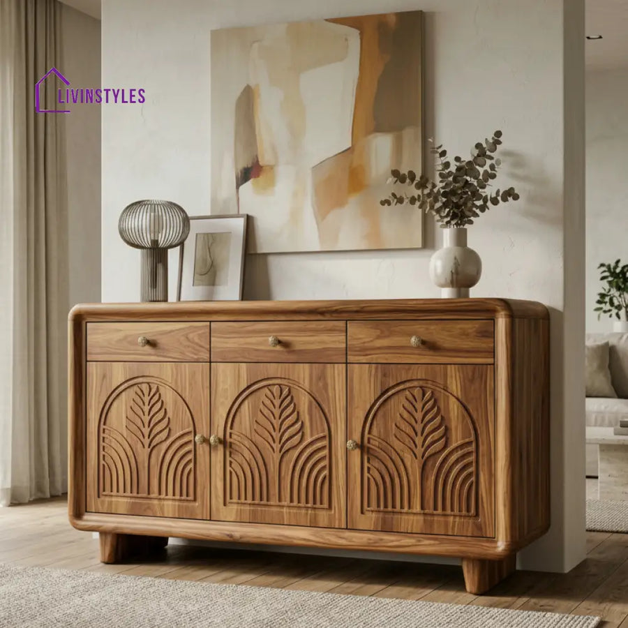 Manaia Sheesham Wood Cabinet and Sideboard (Honey Finish)