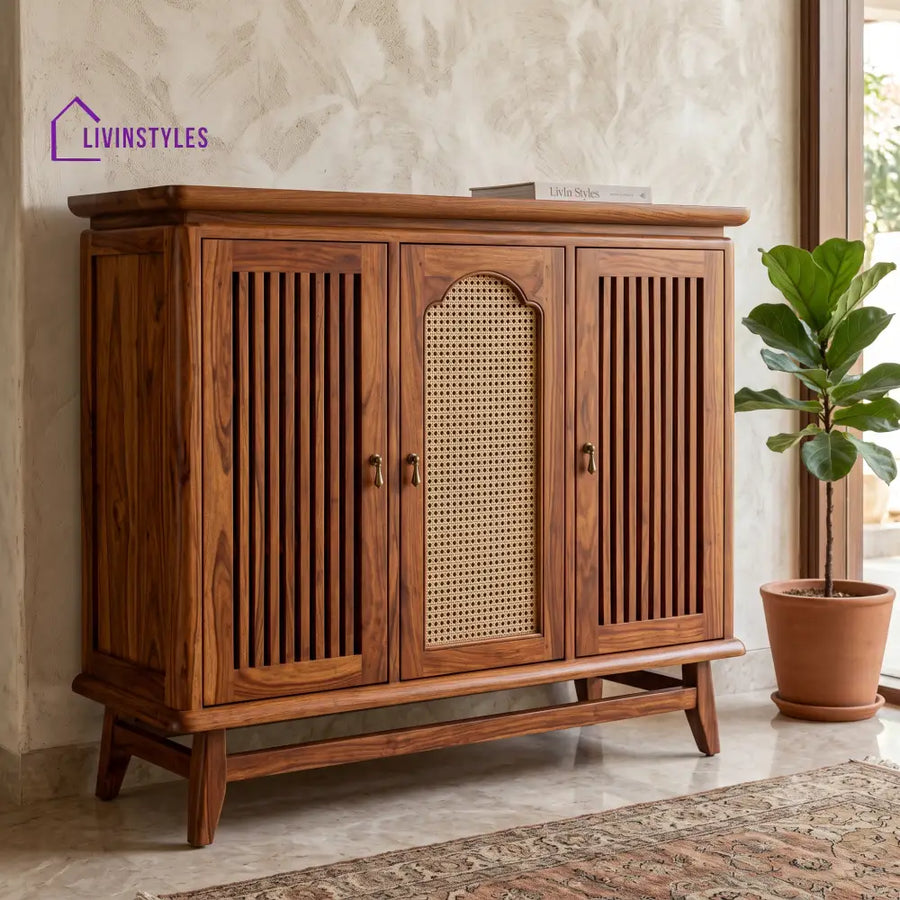 Manasa Sheesham Wood Shoe Rack | Wooden Shoe Cabinet