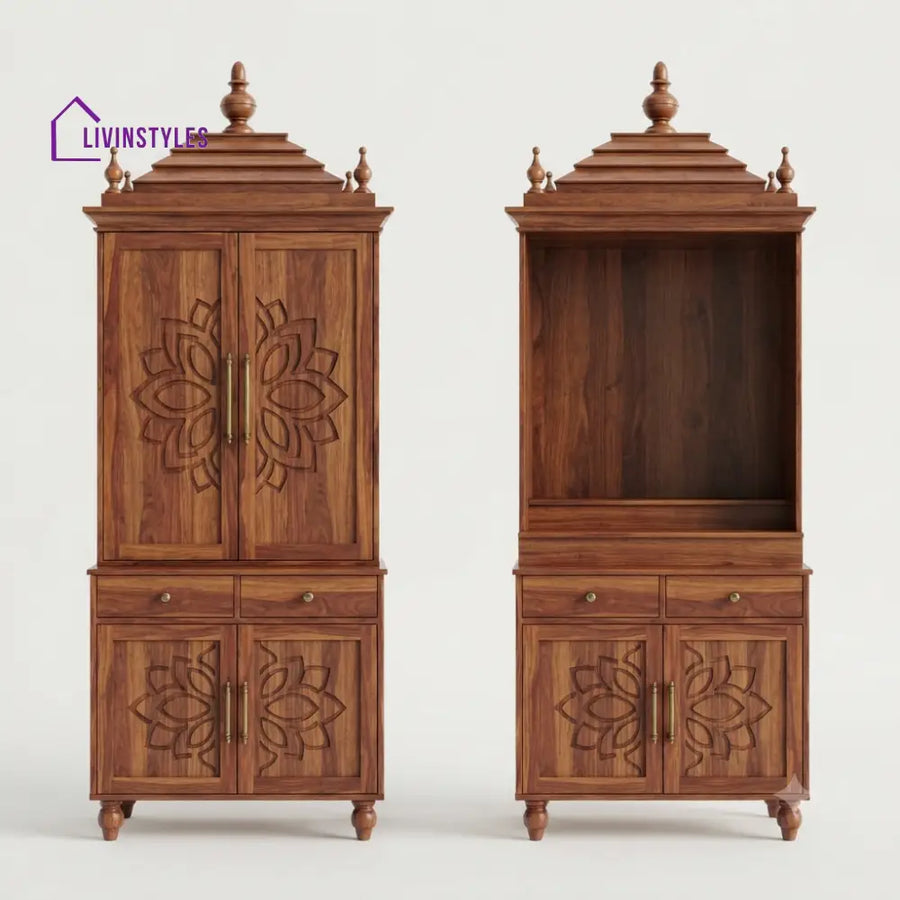 Manasvi Premium Solid Wood Home Temple | Pooja Mandir for Home