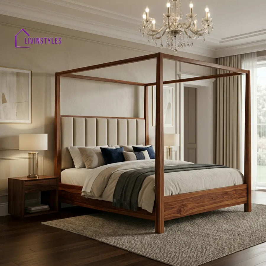 Manawanui Sheesham Wood Poster Bed Without Storage