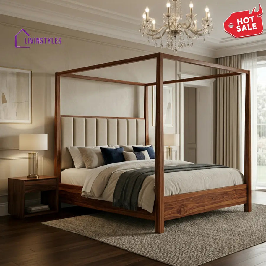 Manawanui Sheesham Wood Poster Bed Without Storage