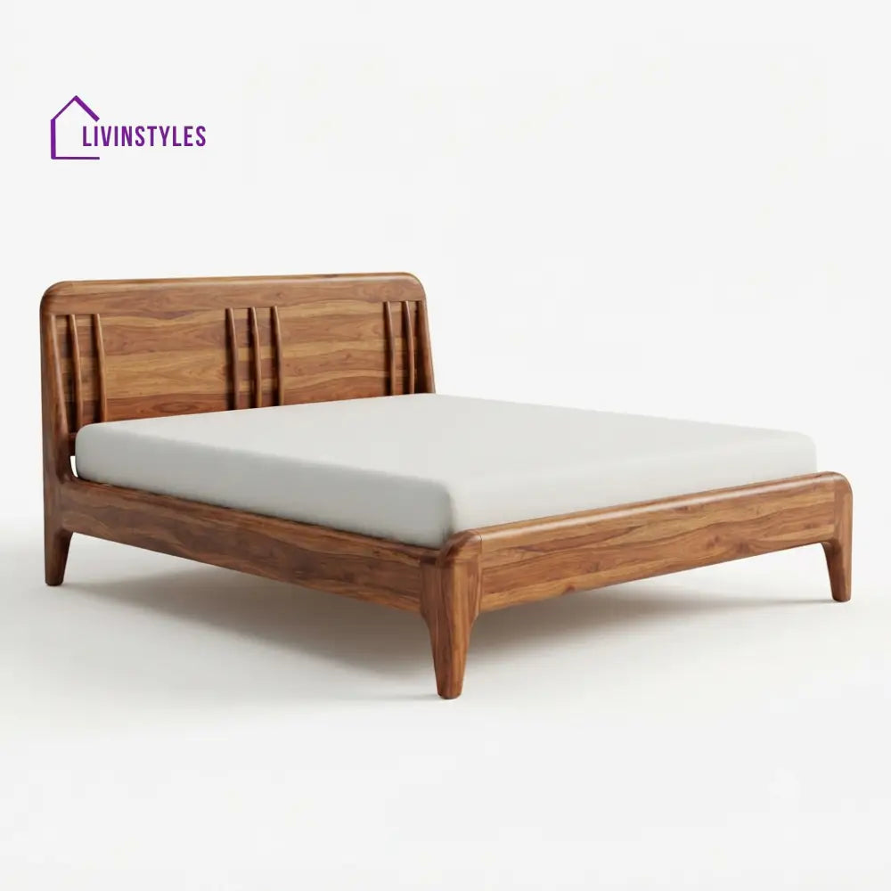 Mandisa Wooden Double Bed | King Size Bed | Queen Size Bed - Bed Without Storage
