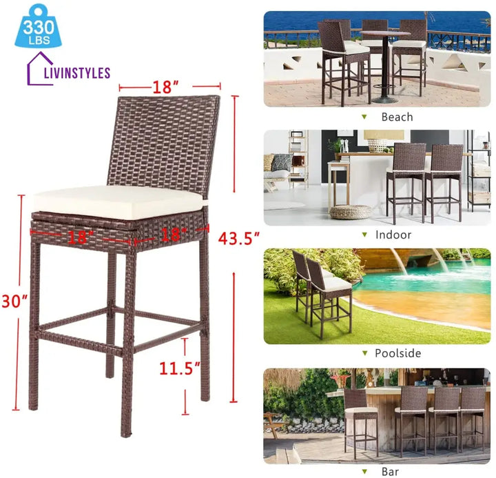 Manfredo Outdoor Patio Bar Chair 2 Chairs For Balcony (Brown) - Bar Sets