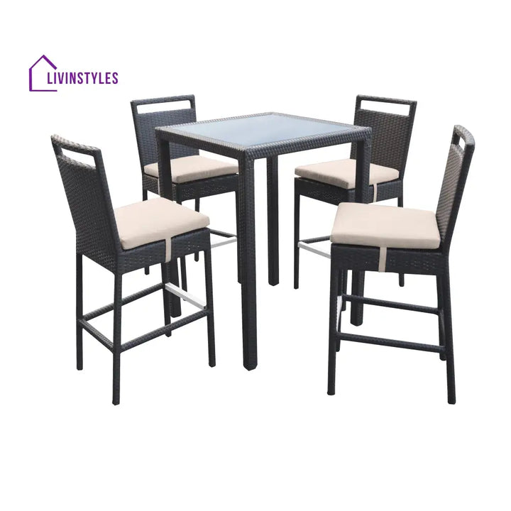 Manfredo Outdoor Patio Bar Sets 4 Chairs and 1 Table (Dark Brown) - Bar Sets