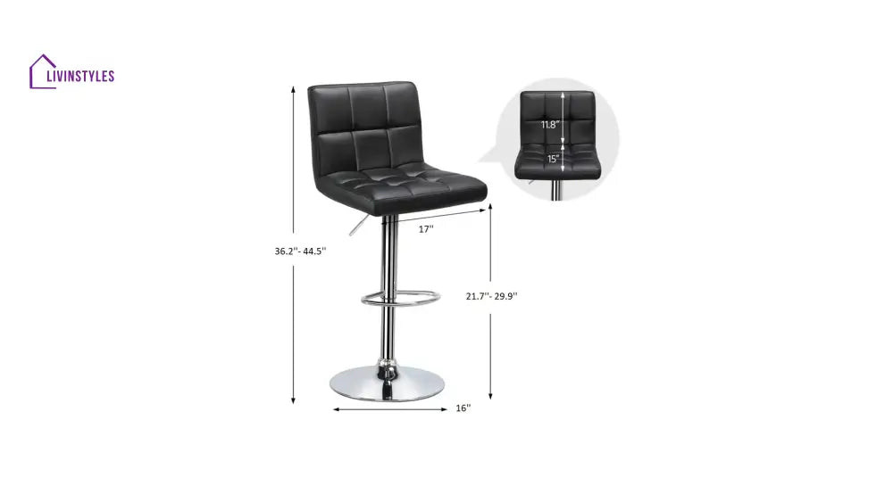Black Color Gerrilyn Swiel Adjustable Bar Stool