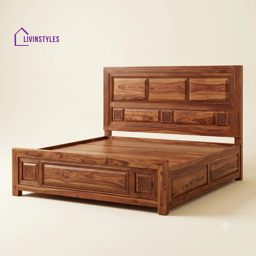 Manju Sheesham Wood Bed With Box Storage | Wooden Bed