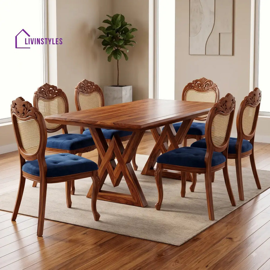 Manjula Premium Wooden 6 Seater Dining Table Set