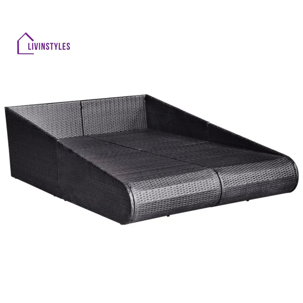 Manna Outdoor Poolside Sunbed With Cushion Daybed (Black/Brown) - Sunbed