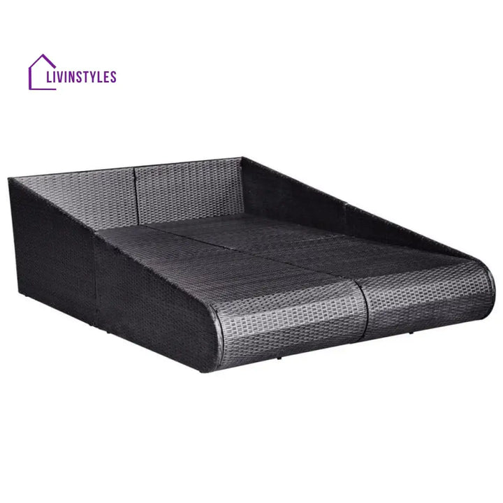 Manna Outdoor Poolside Sunbed With Cushion Daybed (Black/Brown) - Sunbed
