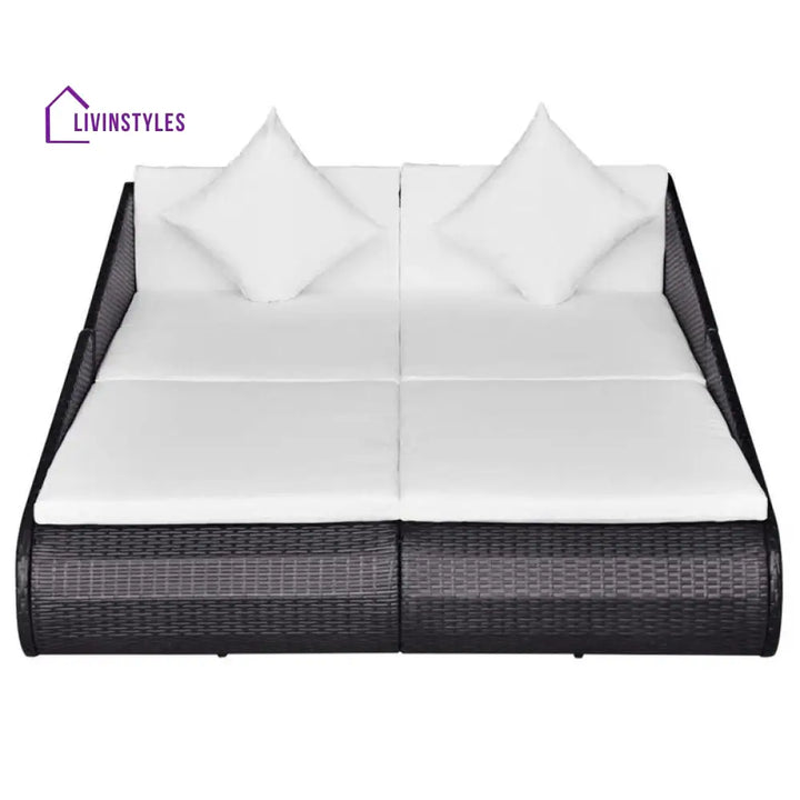 Manna Outdoor Poolside Sunbed With Cushion Daybed (Black/Brown) - Sunbed