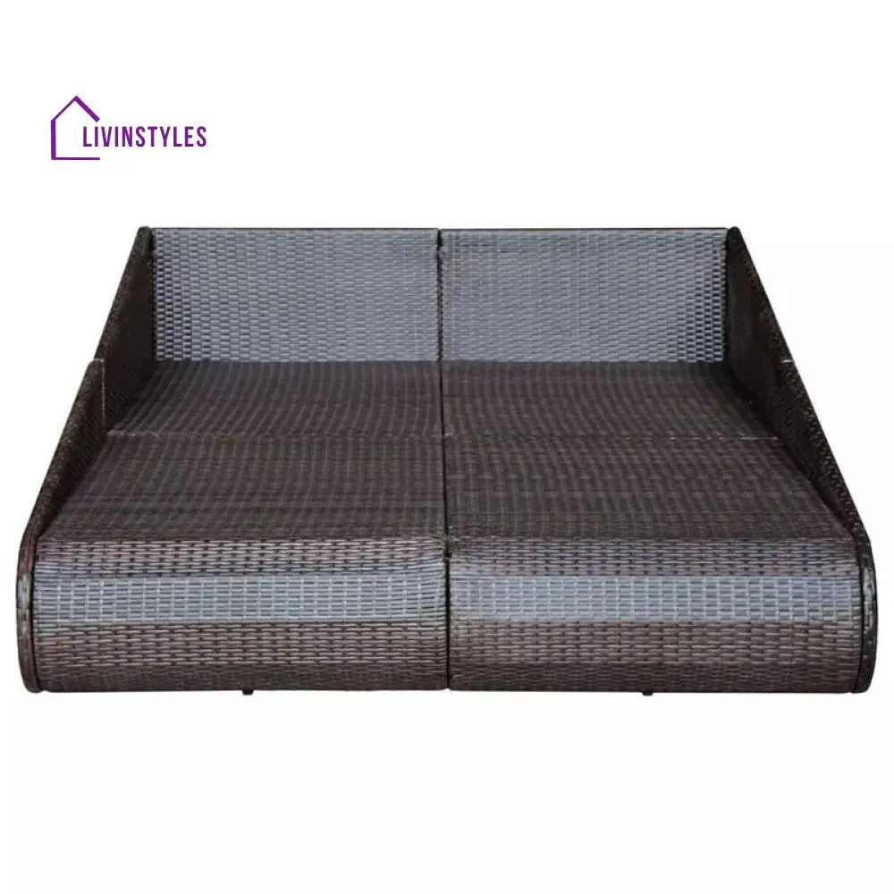 Manna Outdoor Poolside Sunbed With Cushion Daybed (Black/Brown) - Sunbed