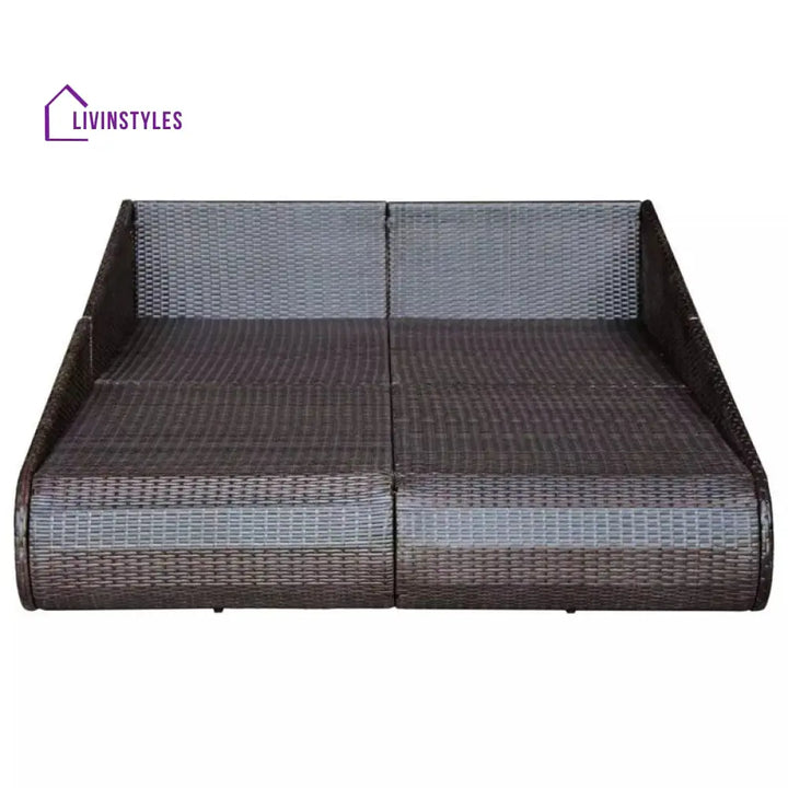 Manna Outdoor Poolside Sunbed With Cushion Daybed (Black/Brown) - Sunbed