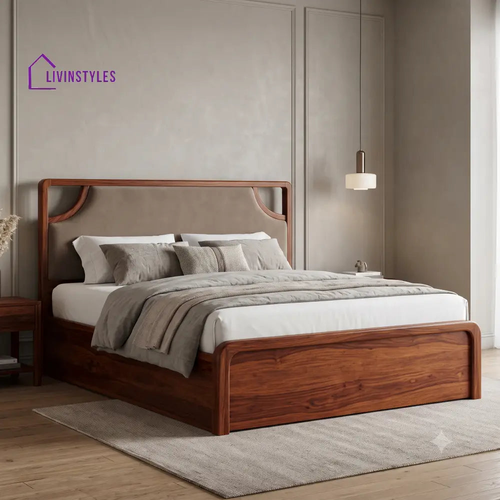 Manoj King Size Hydraulic Storage Bed Built With Solid Sheesham Wood