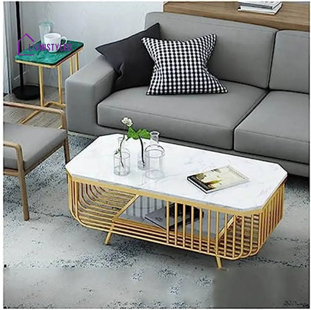 Manoj Rectangular Centre Table With Marble Top