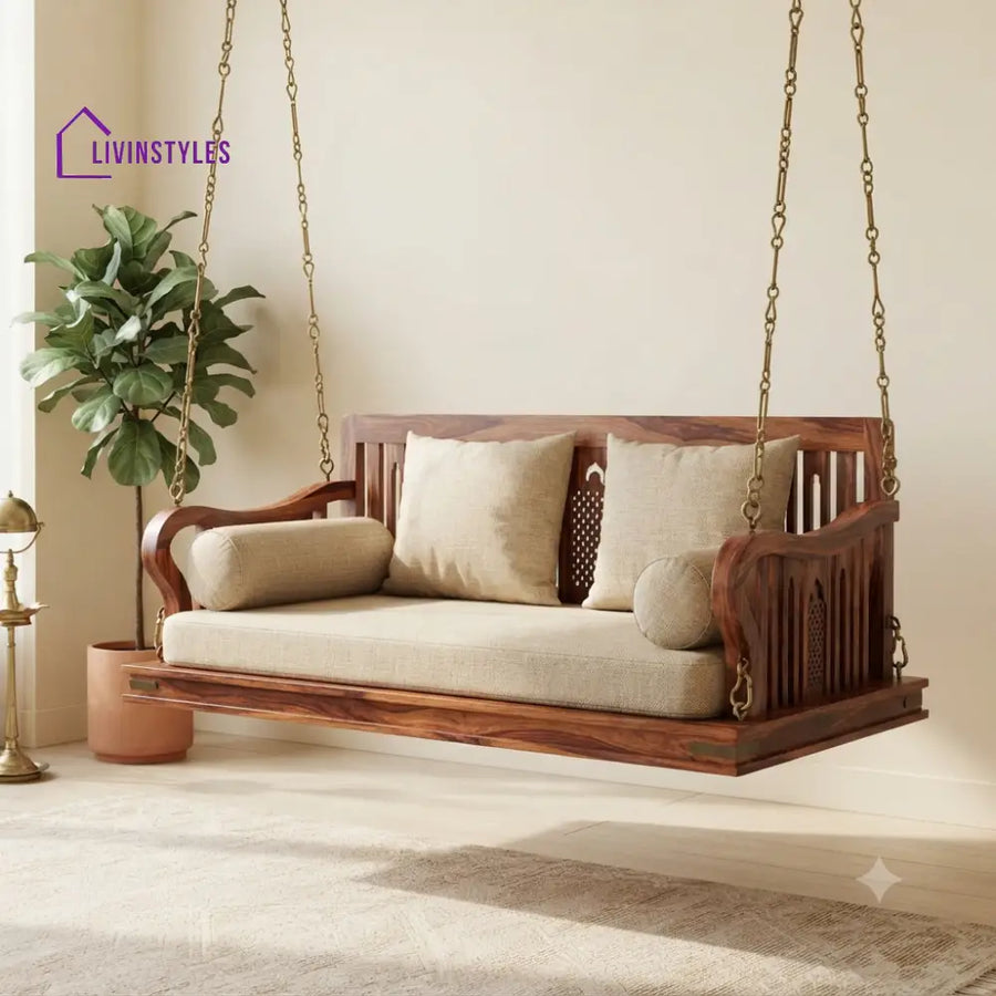 Manon 2 Seater Wooden Swing for Home | Wooden Jhula for home