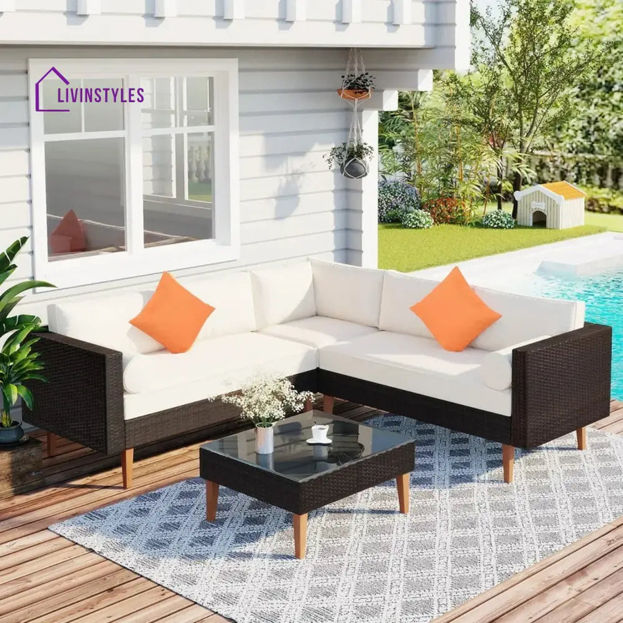 Manuela 3-Pieces Outdoor Wicker L-Shape Sofa Set Sofa Set