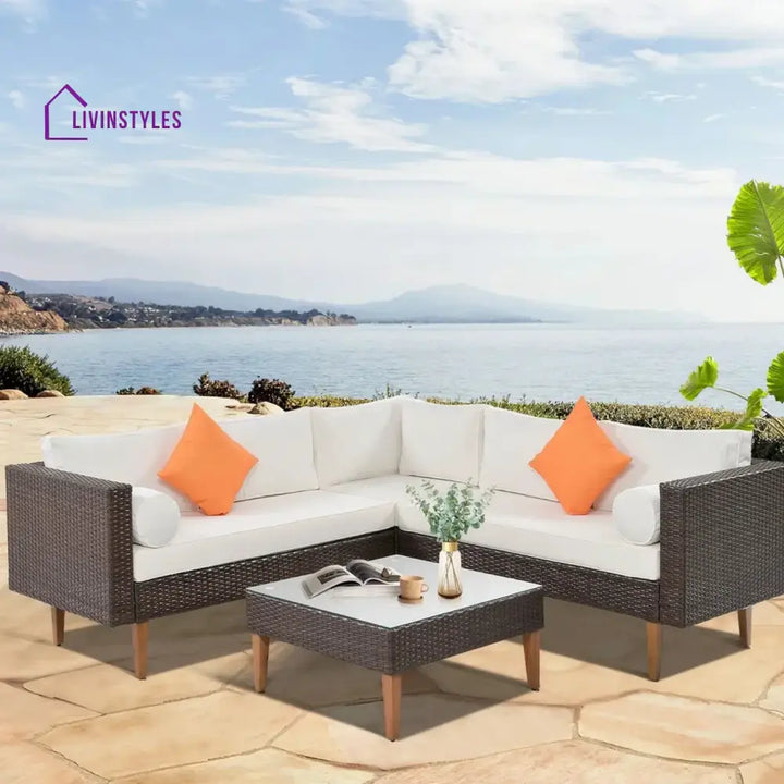Manuela 3-Pieces Outdoor Wicker L-Shape Sofa Set Sofa Set