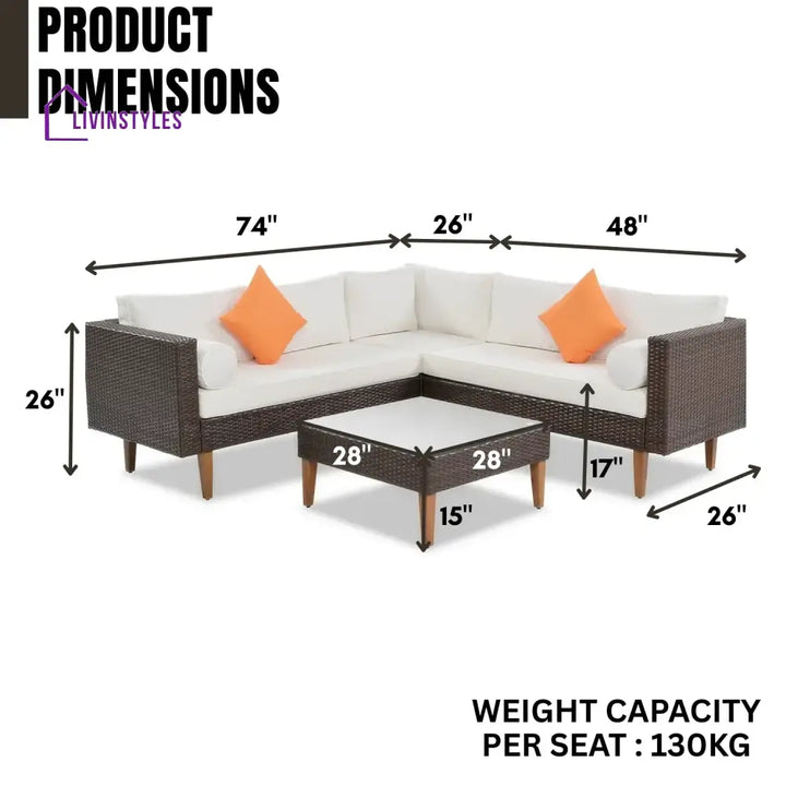 Manuela 3-Pieces Outdoor Wicker L-Shape Sofa Set Sofa Set