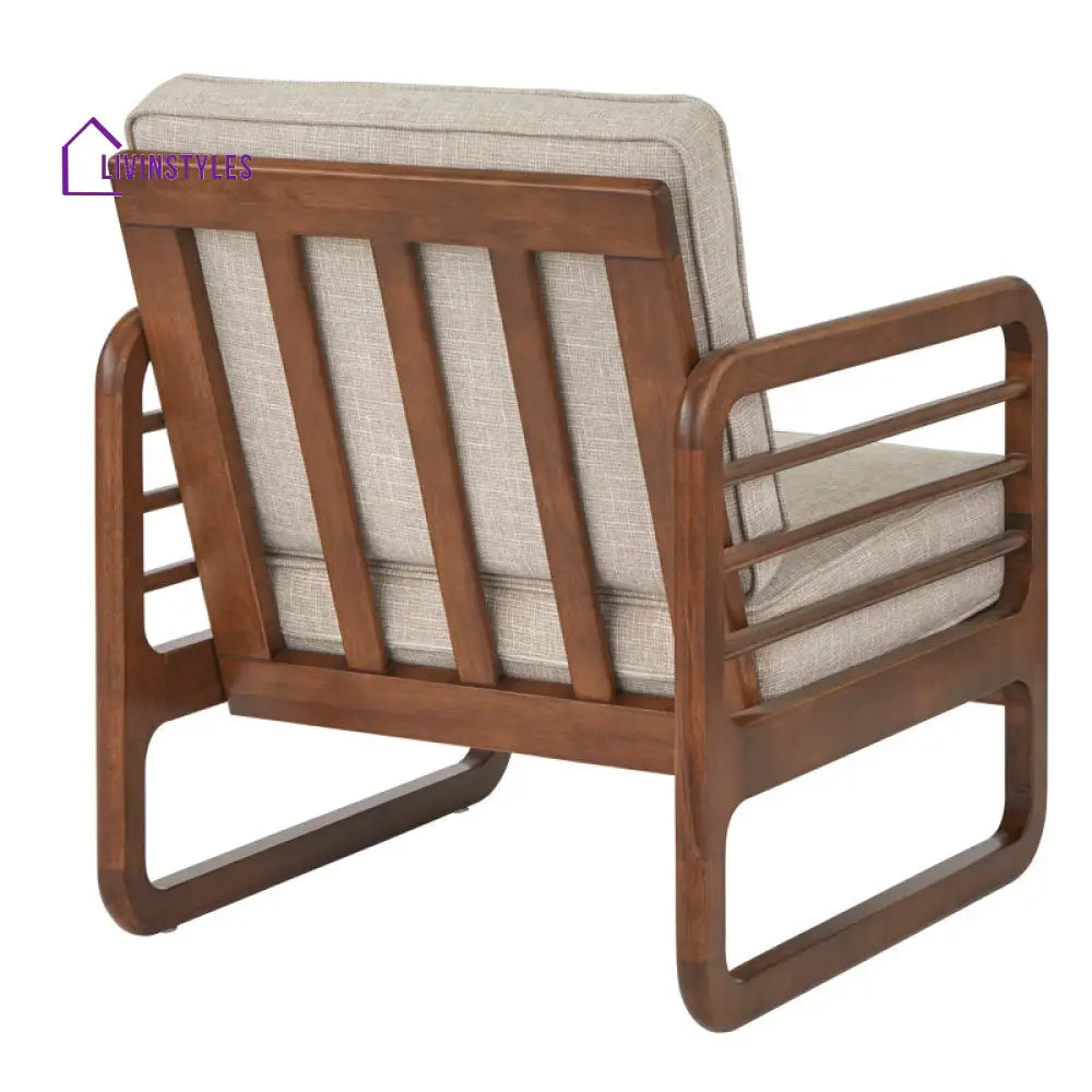 Manvika Solid Wood and Fabric Arm Chair | Living Room Chair | Lounge Chair