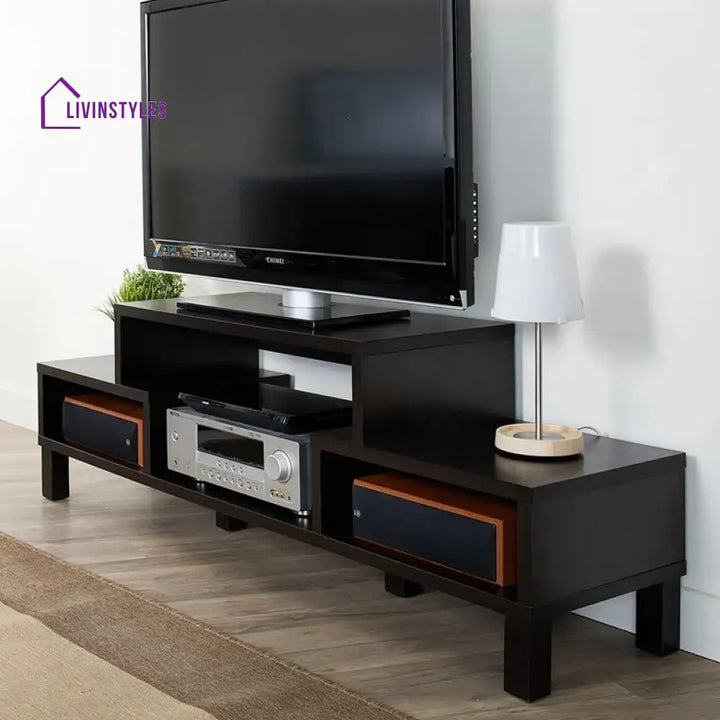 Maple Black Finish Tv Unit Stand for Living Room