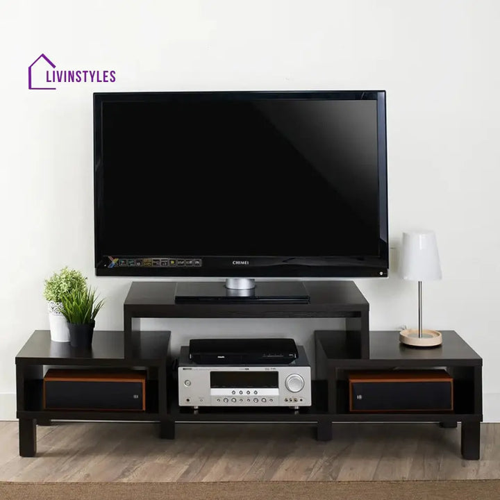 Maple Black Finish Tv Unit Stand for Living Room