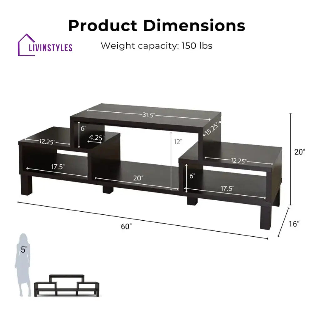 Maple Black Finish Tv Unit Stand for Living Room