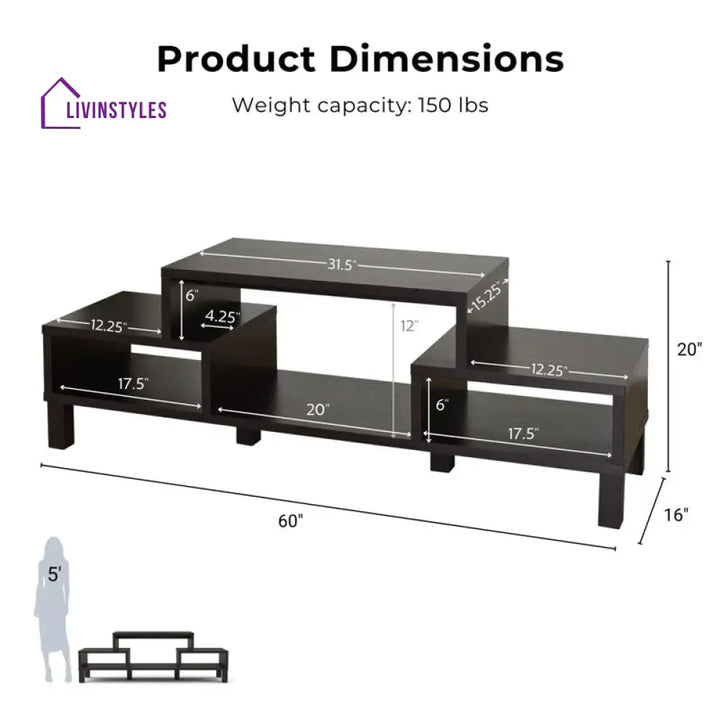 Maple Black Finish Tv Unit Stand for Living Room