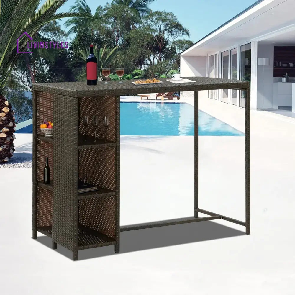 Maravilla Outdoor Rattan Wicker Bar Table with High-Top Design - Bar Table