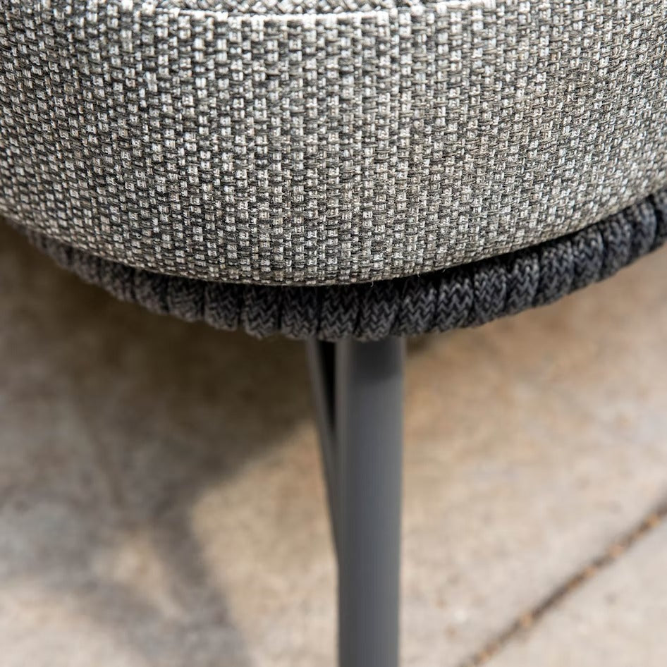 Evana Outdoor Swimming Poolside Lounger With  1 Side Table (Grey) Braided & Rope