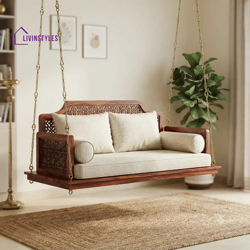 Marc 2 Seater Wooden Swing for Home | Wooden Jhula for home