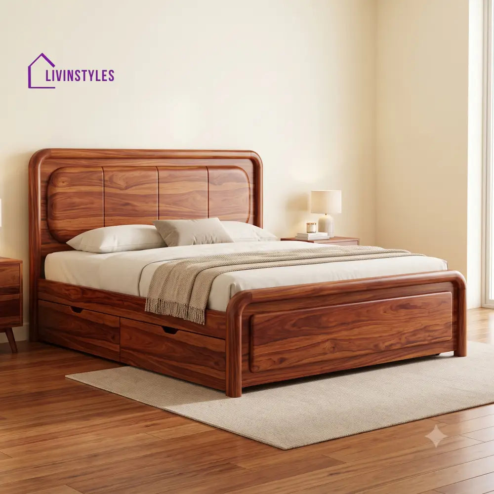 Marc Premium Wooden Bed with Drawer Storage | King Size Bed & Queen Size Bed Online
