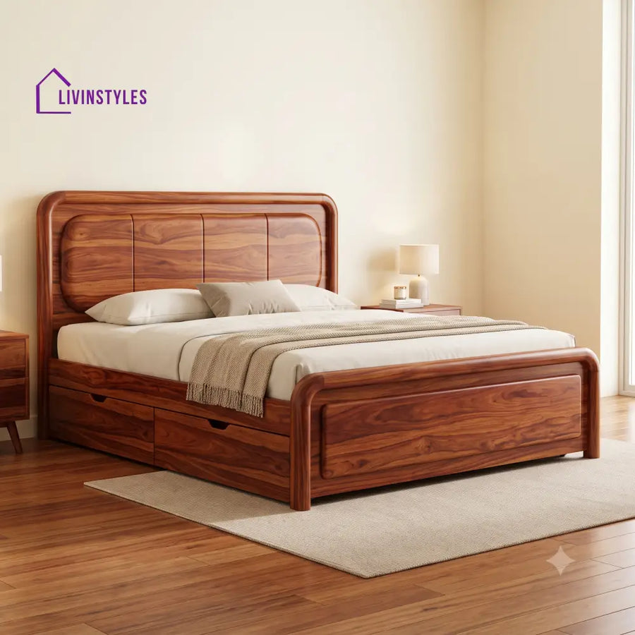 Marc Premium Wooden Bed with Drawer Storage | King Size Bed & Queen Size Bed Online