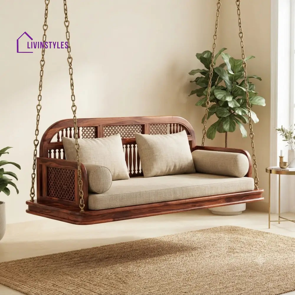 Marcel 2 Seater Wooden Swing for Home | Wooden Jhula for home