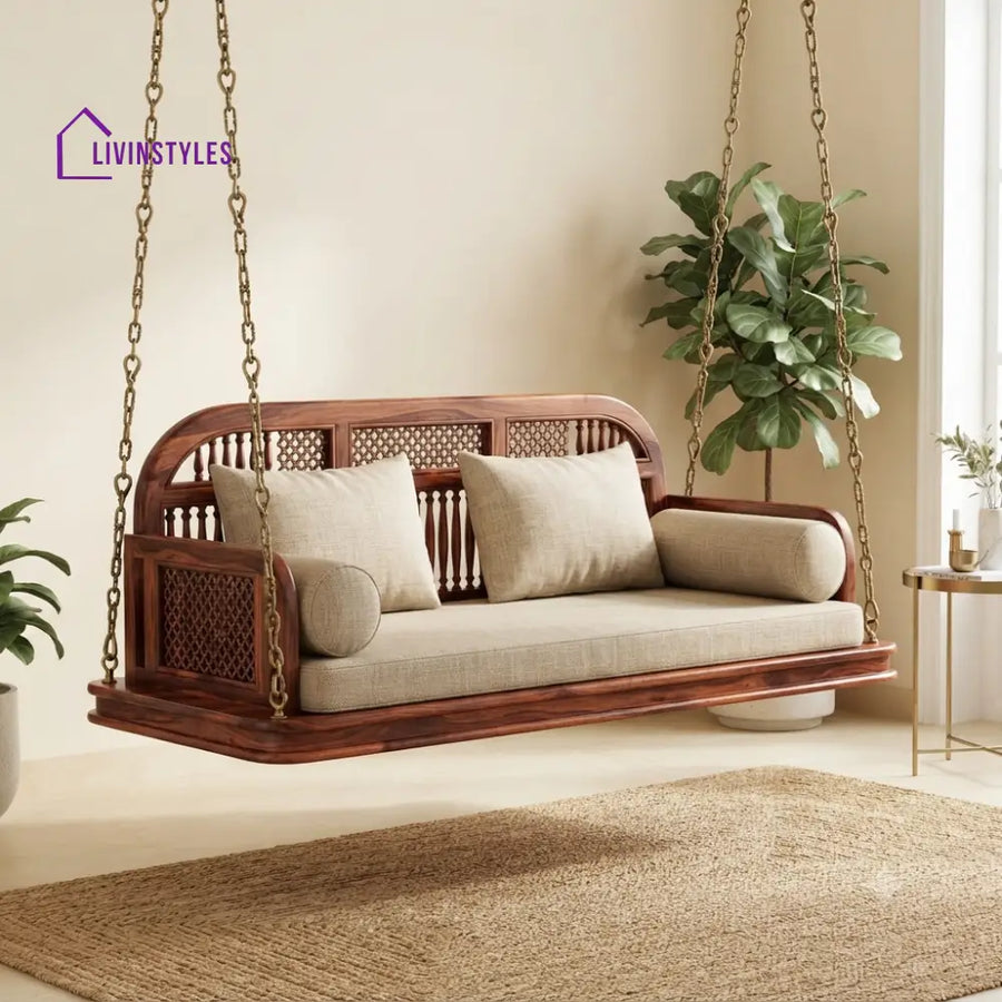Marcel 2 Seater Wooden Swing for Home | Wooden Jhula for home