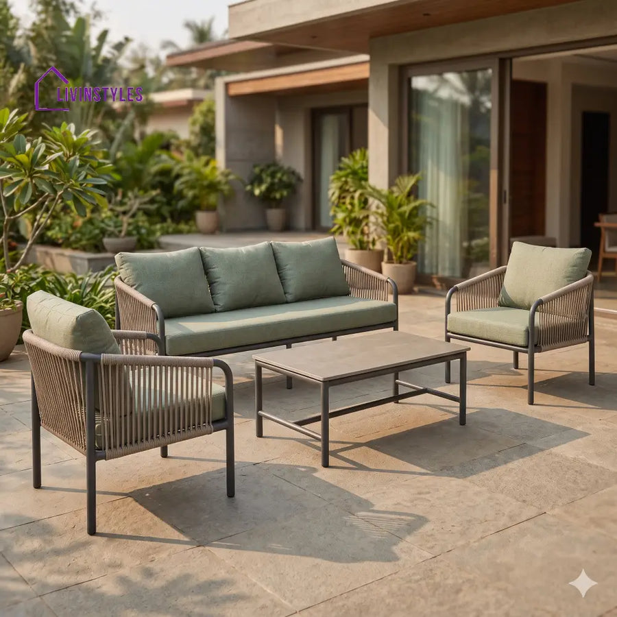 Marcel Premium MS Frame with Powder Coated Outdoor Sofa Set with Weather Proof Fabric