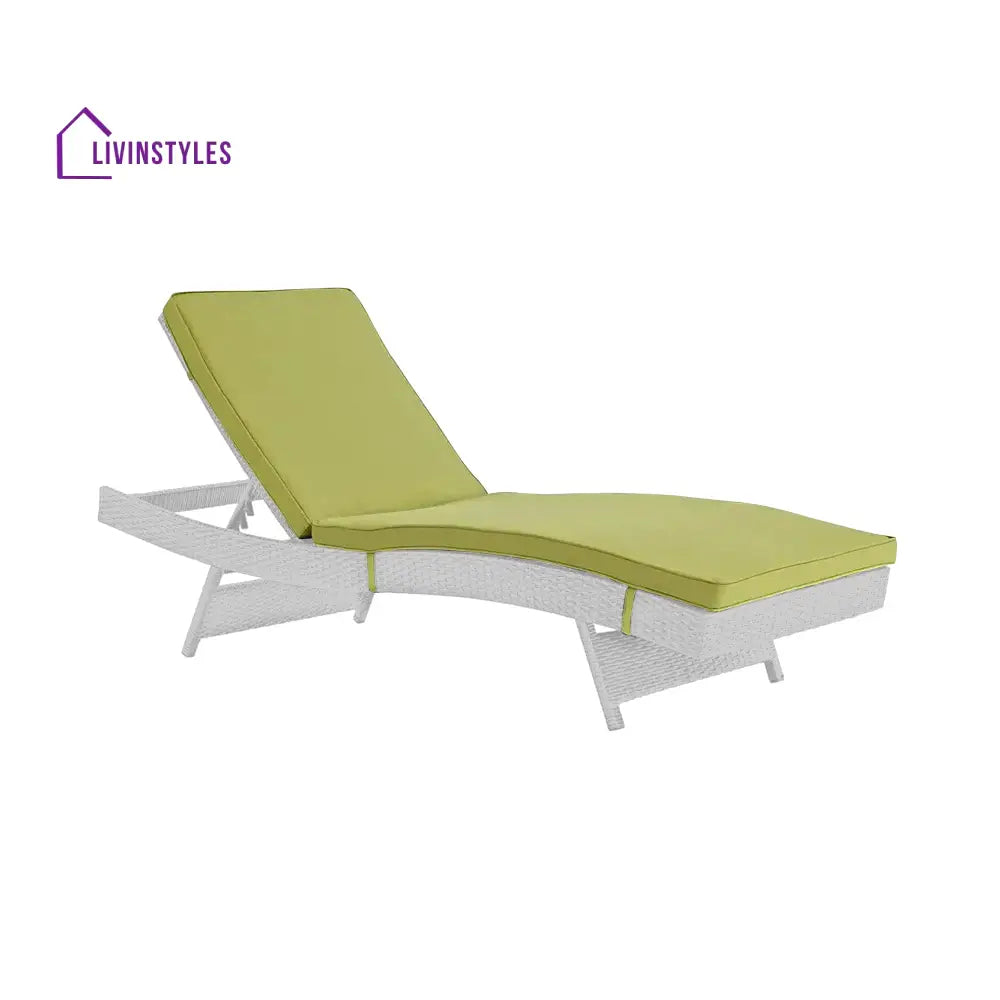 Marcela Outdoor Swimming Poolside Lounger Set of 2 (White & Green) - Loungers