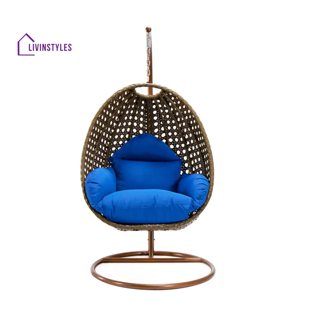 Marcello Single Seater Hanging Swing With Stand For Balcony Garden (Brown) - Swings