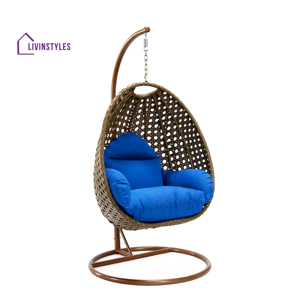 Marcello Single Seater Hanging Swing With Stand For Balcony Garden (Brown) - Swings